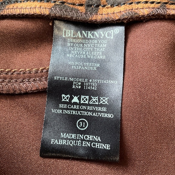 NWT Blank NYC On The Prowl Faux Suede Flare Pants Stretch Leopard Black Brown 31 - Picture 12 of 12